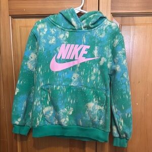 Nike Green and Pink Tie-Dye Hoodie Sweatshirt